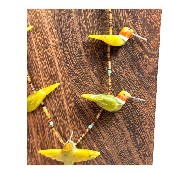 Matt Mitchell Native American Hummingbird Fetish Necklace Sterling Silver Heishi - Picture 9 of 16